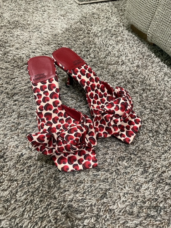 Jeffrey Campbell Shoes - Jeffrey Campbell Sweets Slide Heeled Sandal In Red Hearts Size 9